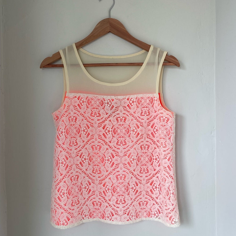 Marc by Marc Jacobs tank top with neon pink and lace detail XS